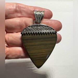 Gorgeous Vintage Jasper and Sterling Silver Handcrafted Pendant